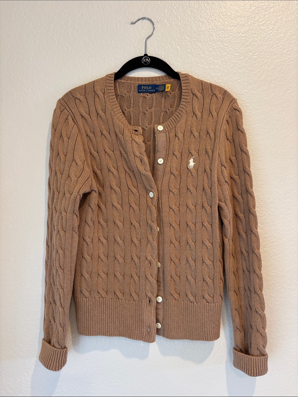NWOT Polo by Ralph Lauren Women's Cable Knit Cardigan in Camel Tan